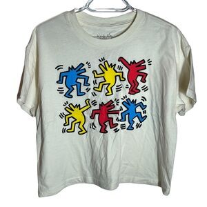 Keith Haring Dancing Figures Crop Top, Medium